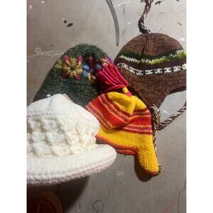 Vintage Lot Hats, 90s knit Hippie hat, Festival, Handmade Retro, Bucket